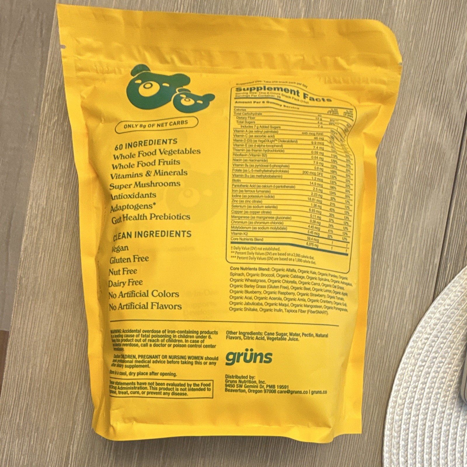 grüns CUBS Superfoods Greens Kids Gummies 168 Ct Vegan Gluten Free Exp 06/2027