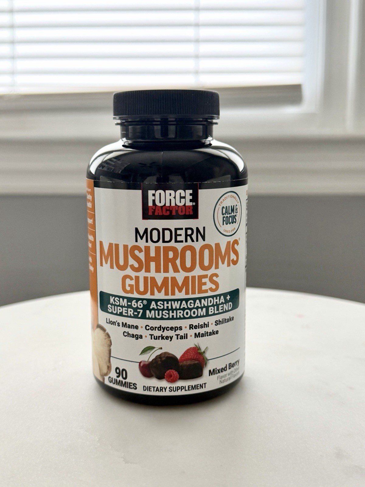 Force Factor Modern Mushrooms Gummies KSM-66 + Mushroom Blend Calm & Focus 90