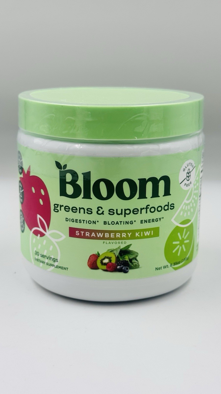 Bloom Greens & Superfoods Strawberry Kiwi Powder 6.39oz Gluten-Free Exp: 12/2026