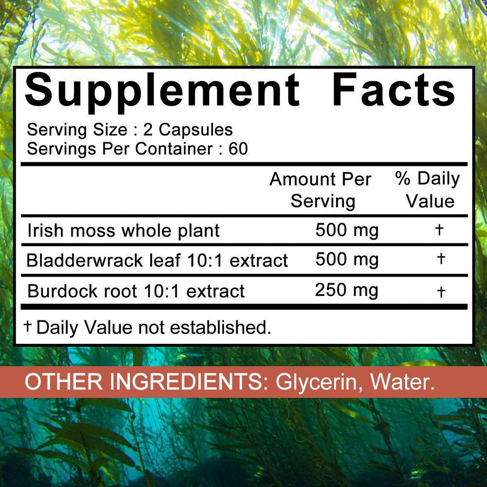 Sea Moss Complex Caps,Mineral Supplement for Thyroid,Gut Digestion,Immune 120 CT
