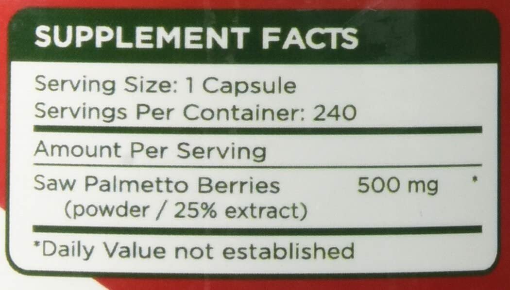 Saw Palmetto – (2 bottle set) Value Size – 480 capsules $0.08 (approx) per cap