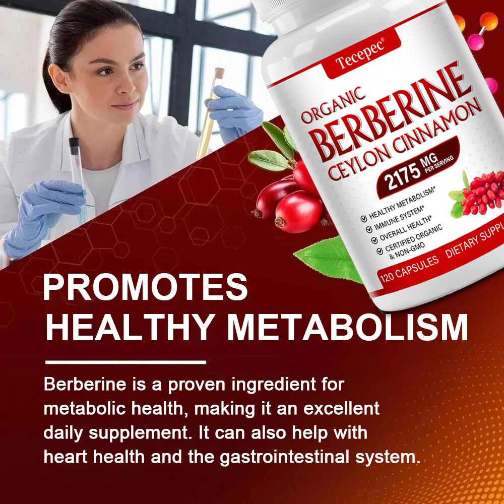 Premium Berberine 2175mg Plus Organic Ceylon Cinnamon – Heart Health & Immune