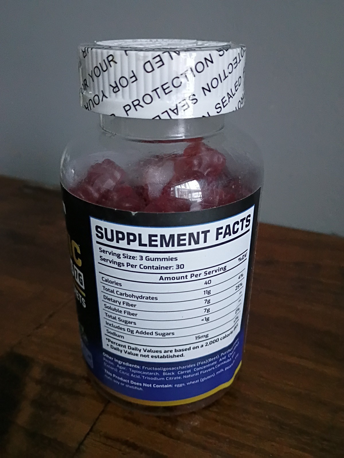 Happyummmm Prebiotic Fiber Gummies 7g, 90 Gummies, Blueberry Max Strength