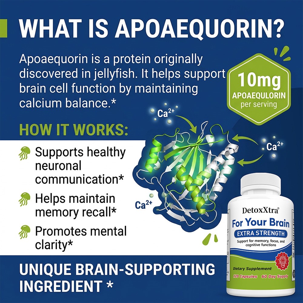 Brain Health Supplement with Apoaequorin Support Memory,Focus&Clarity 30~120Caps