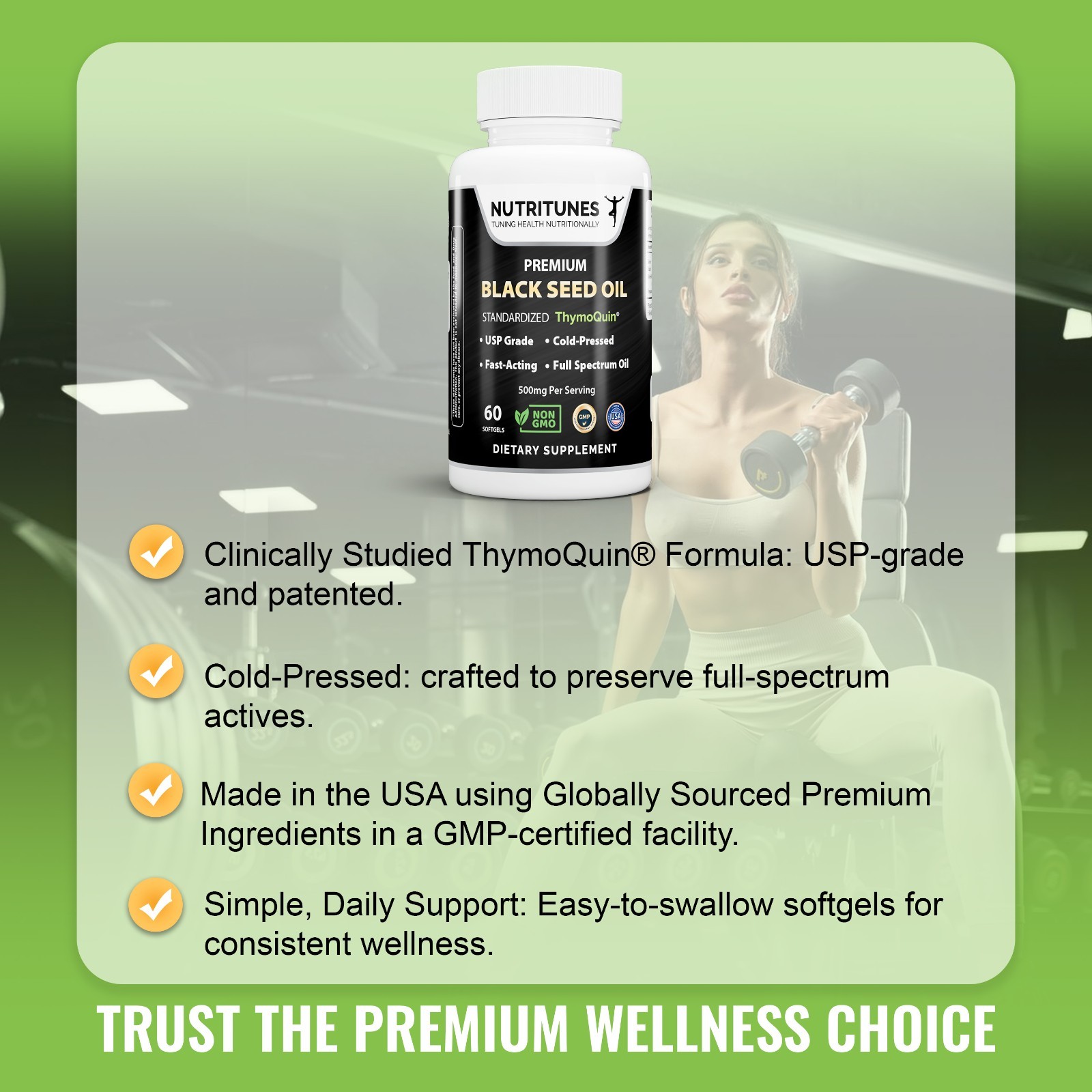 Black Seed Oil with 3% Thymoquinone Nigella Sativa – 60 Softgels