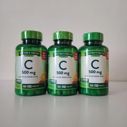 3 Natures Truth Vitamin C Supplement Plus Wild Rose Hips 500 mg 110 Tablets 6/26