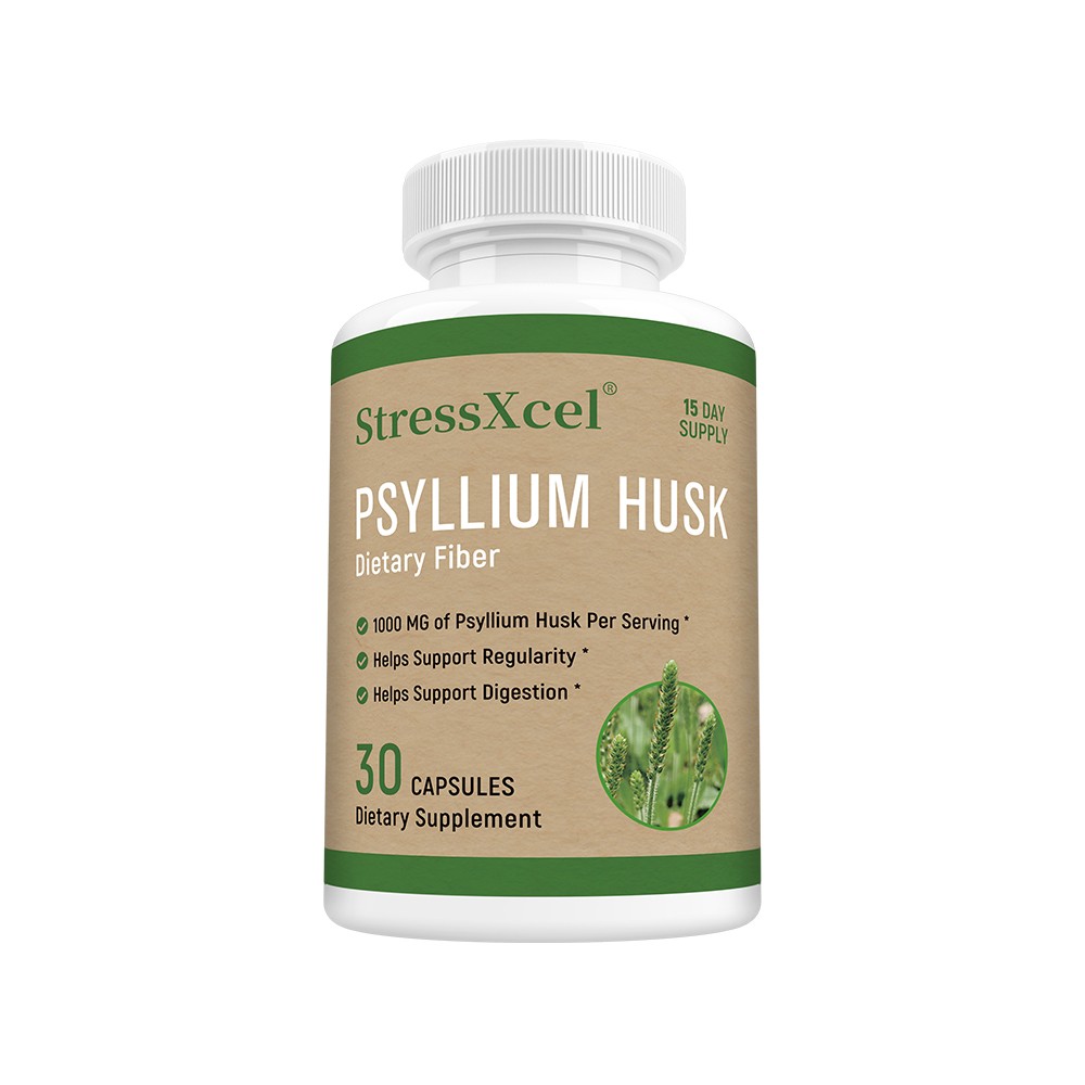 Psyllium Husk Dietary Fiber Supplements Intestinal Health 30-120 Vegan Capsules