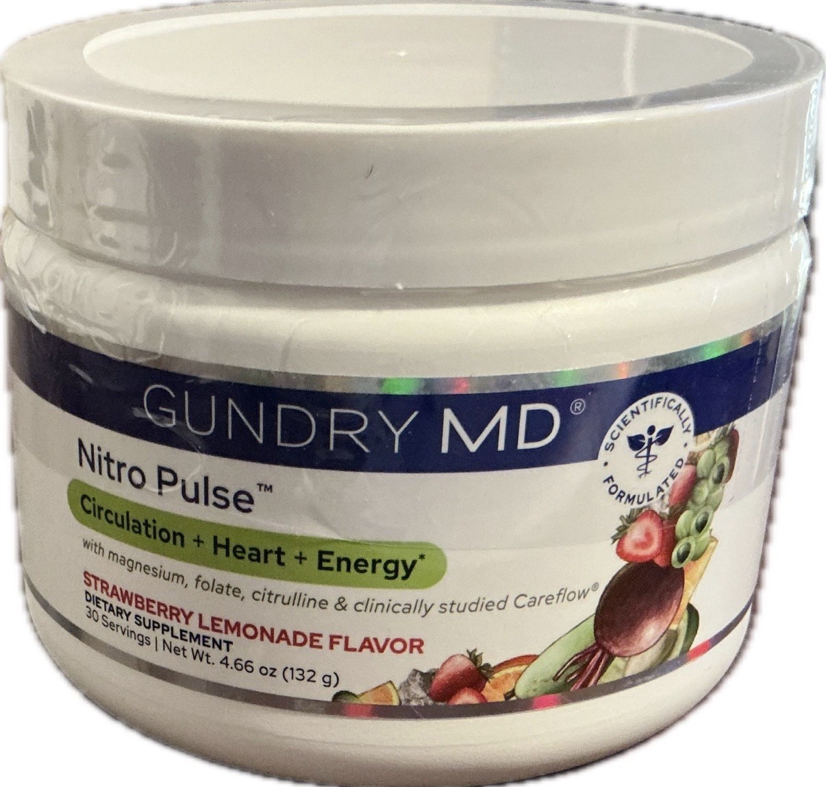 Gundry MD Nitro Pulse Powder Circulation Heart Energy Strawberry Lemonade 4.66oz