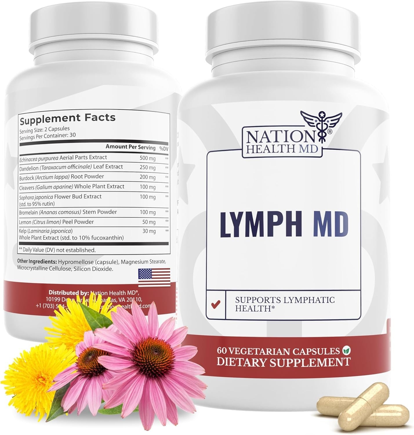 Lymph MD Lymphatic Drainage Supplement – with Bromelain, Echinacea, Burdock