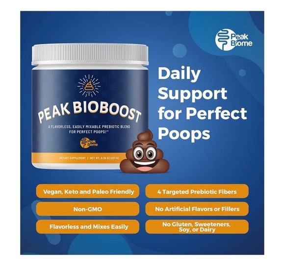 Peak BioBoost Prebiotic-Fiber-Supplement 8.75oz 30 Servings Exp 07/2027
