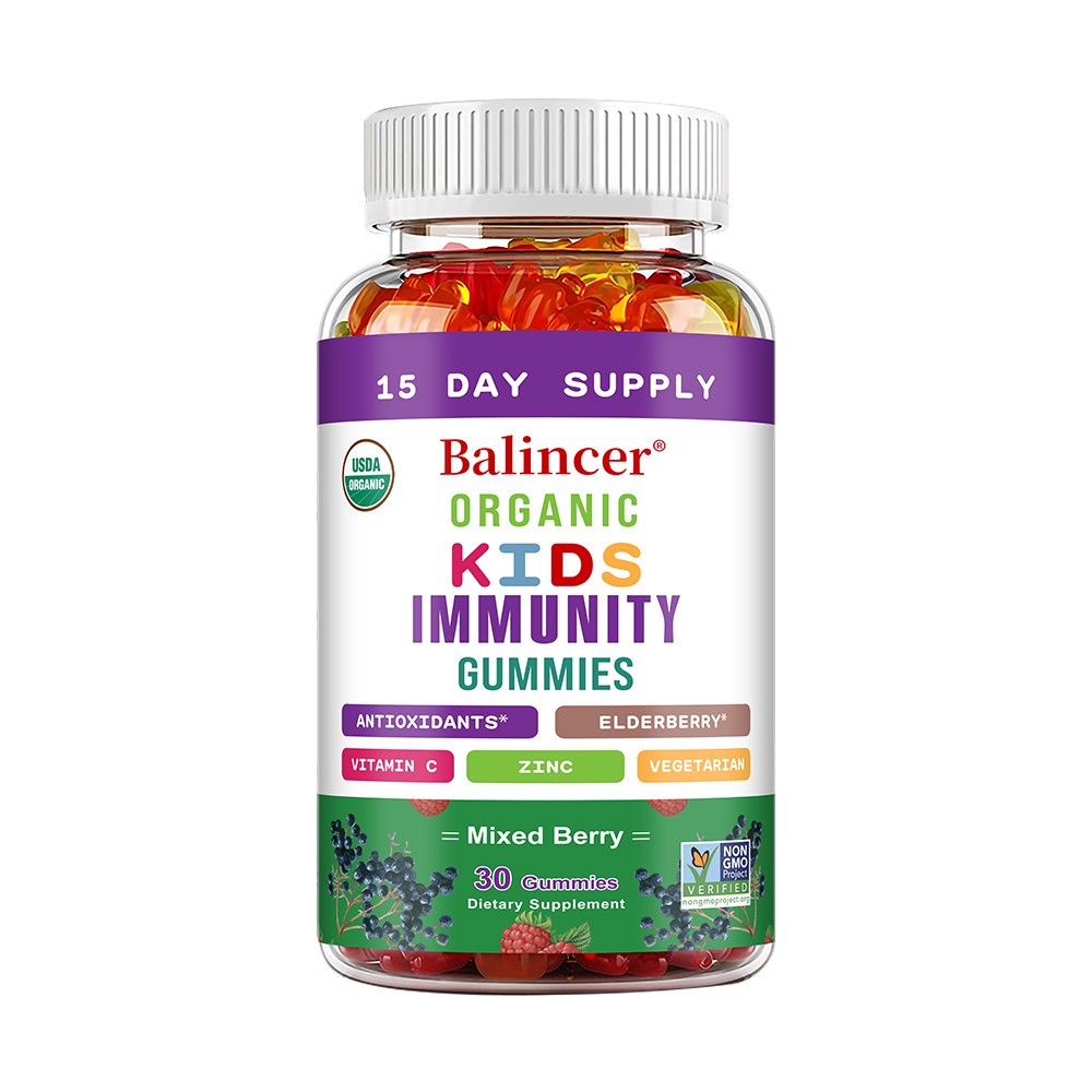 Kids Elderberry Immune Support Gummies | Vitamin C + Zinc, 30/60 Chews