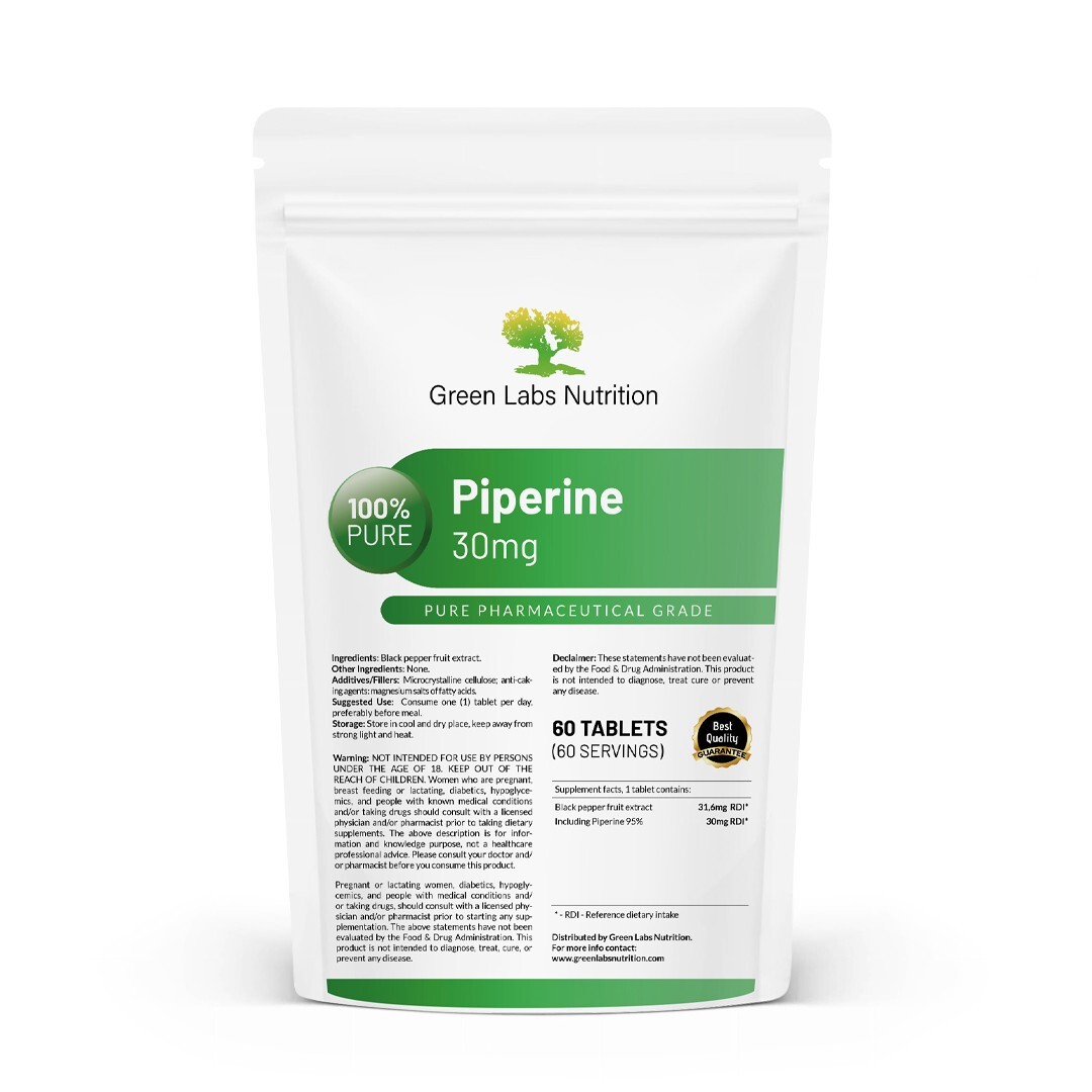 Black Pepper Fruit Extract Piperine 30mg Tablets Fast Metabolism Immune Support