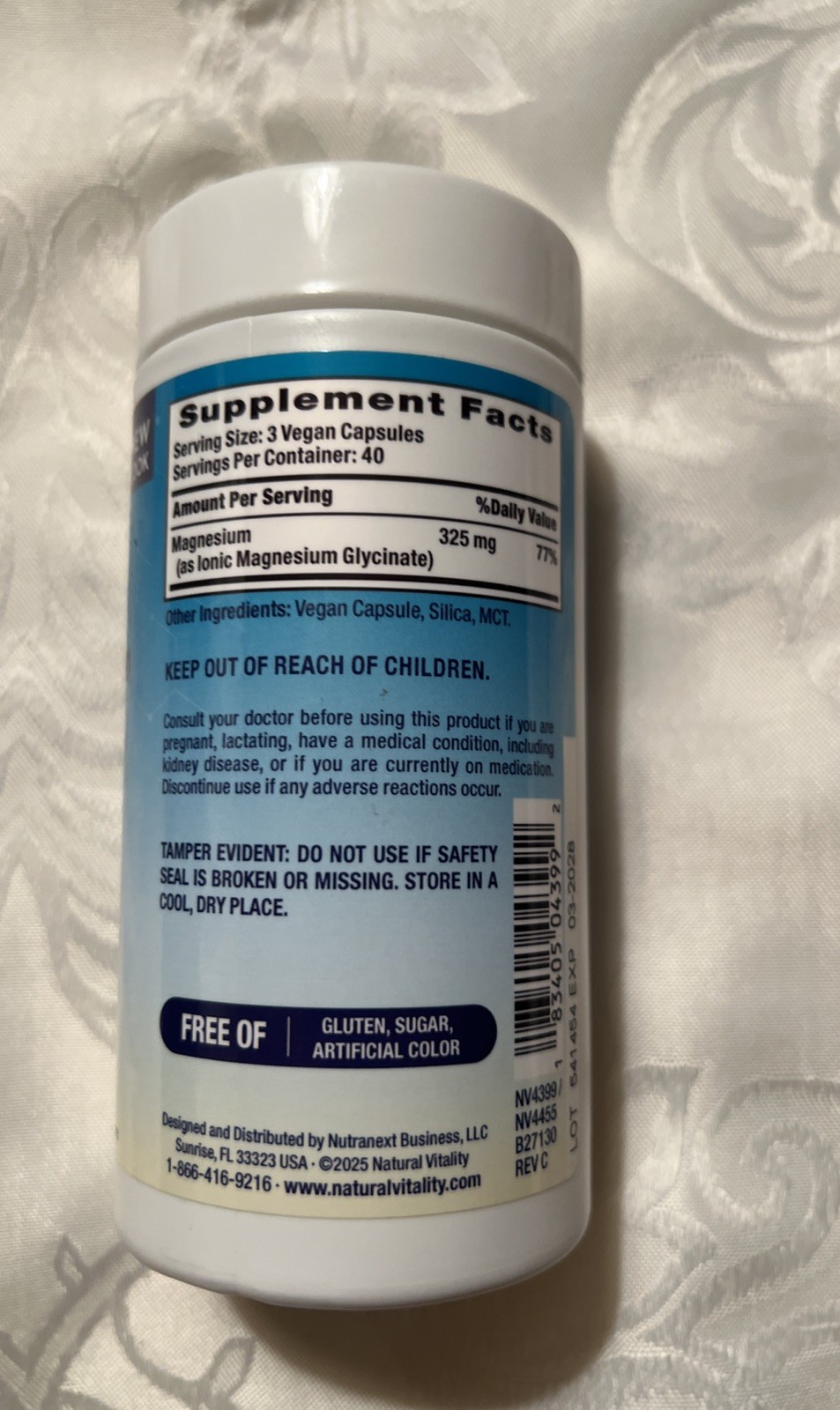 Natural Vitality Calm Magnesium Glycinate 120 Capsules EXP 03/28