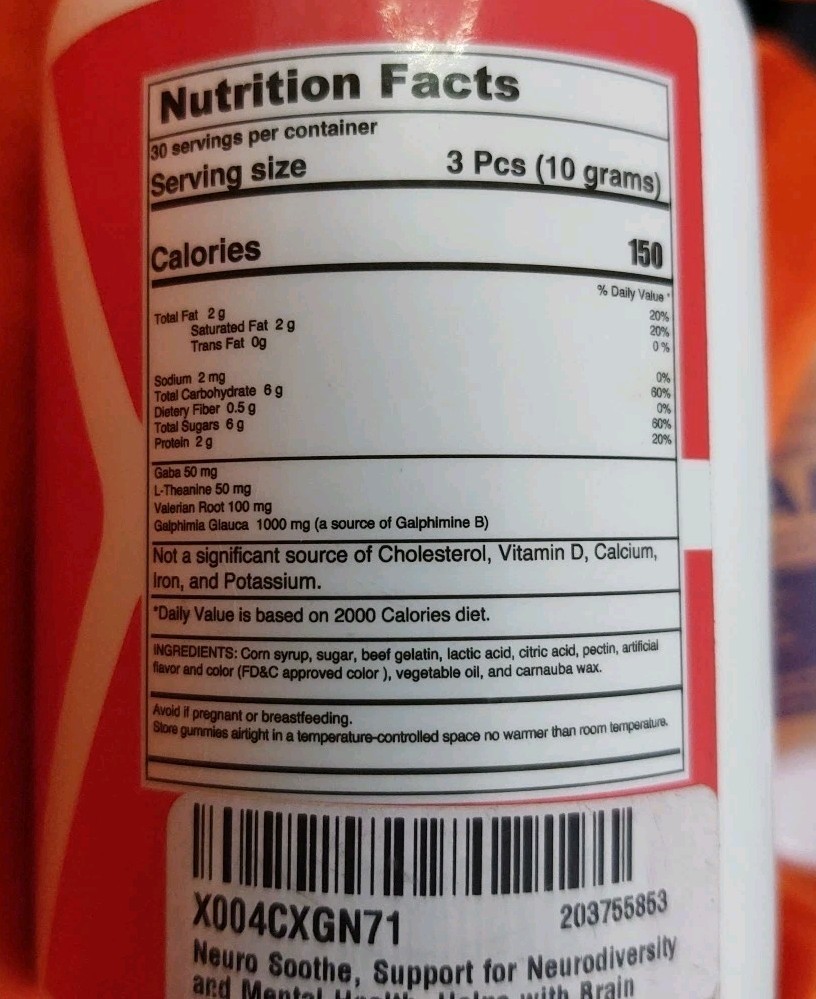 Busy Bee Labs Neuro Soothe Brain Wellness Gummies Blue Raspberry Cherry 90 Count