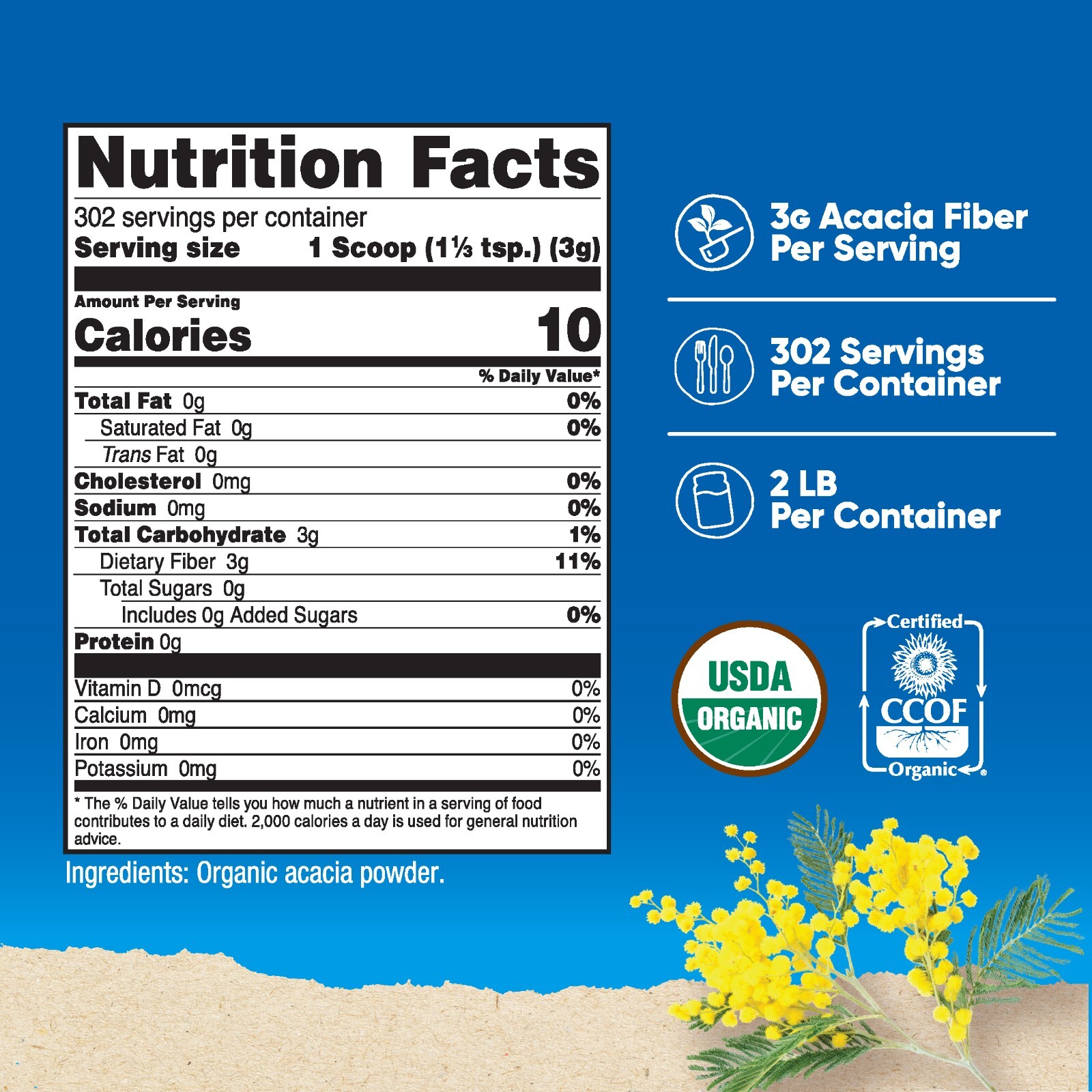 Nutricost Organic Acacia Fiber Powder (2 LB)
