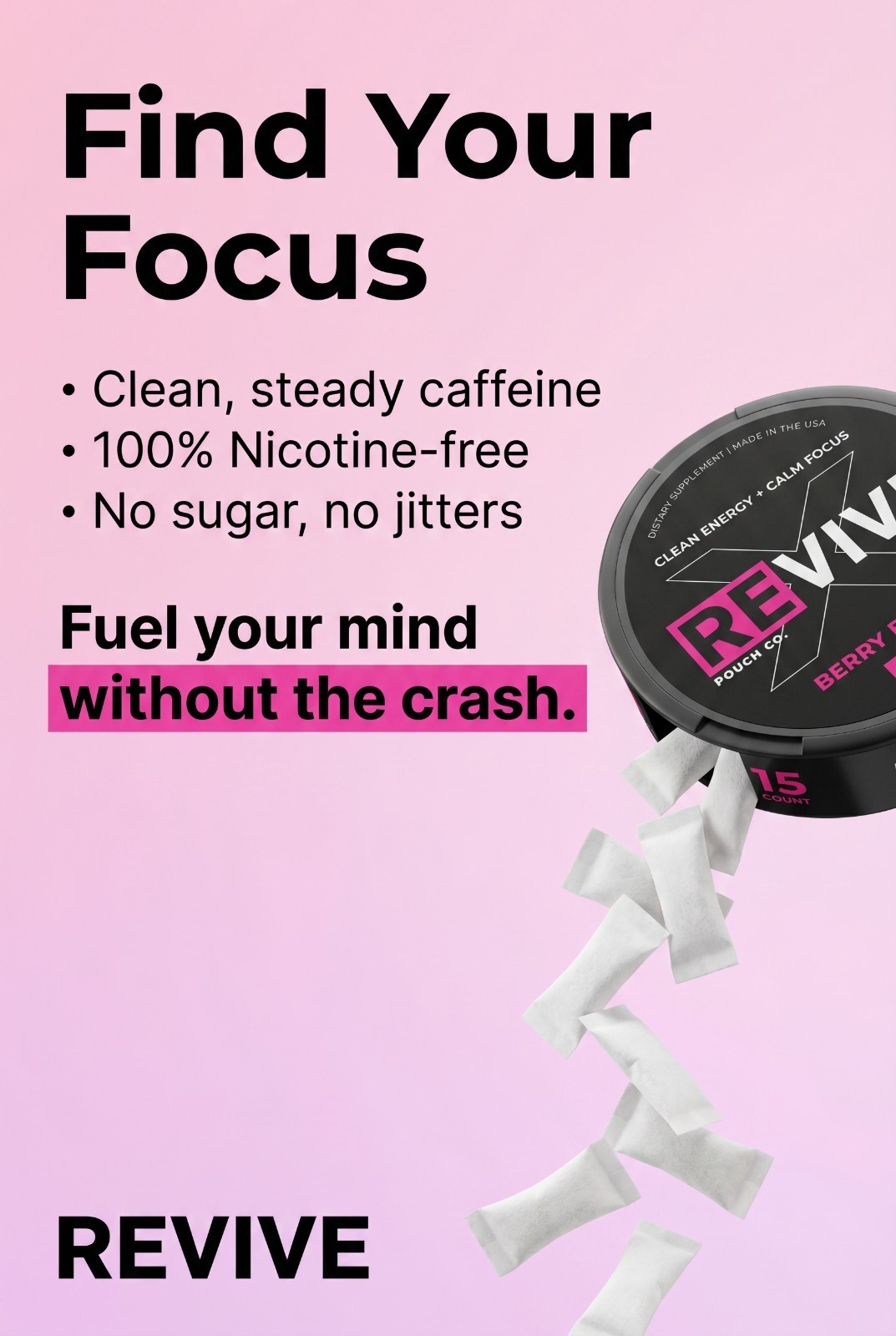Revive X Pouches 5 Pack | No Crash Nootropic Energy L-Theanine Caffeine