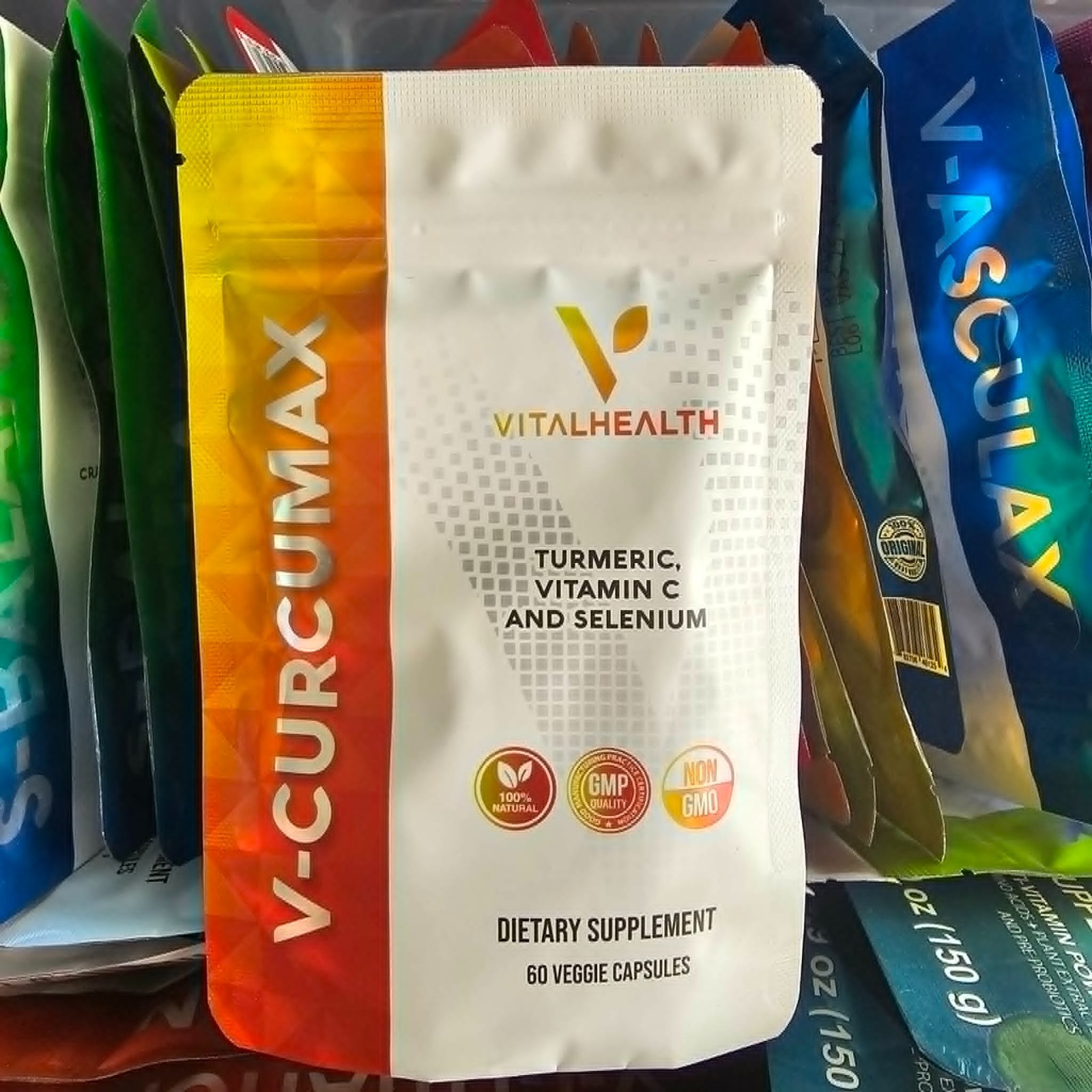 Vital Health V-Curcumax 60 Veggie Capsules – Turmeric MSM Vitamin C Selenium