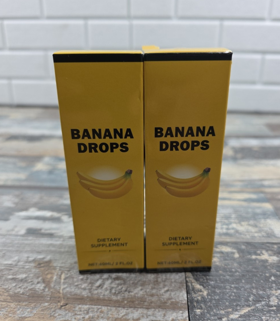New 2x Bottles Banana Drops Supplement Extract Liquid 2oz/60ml each Exp. 10/27