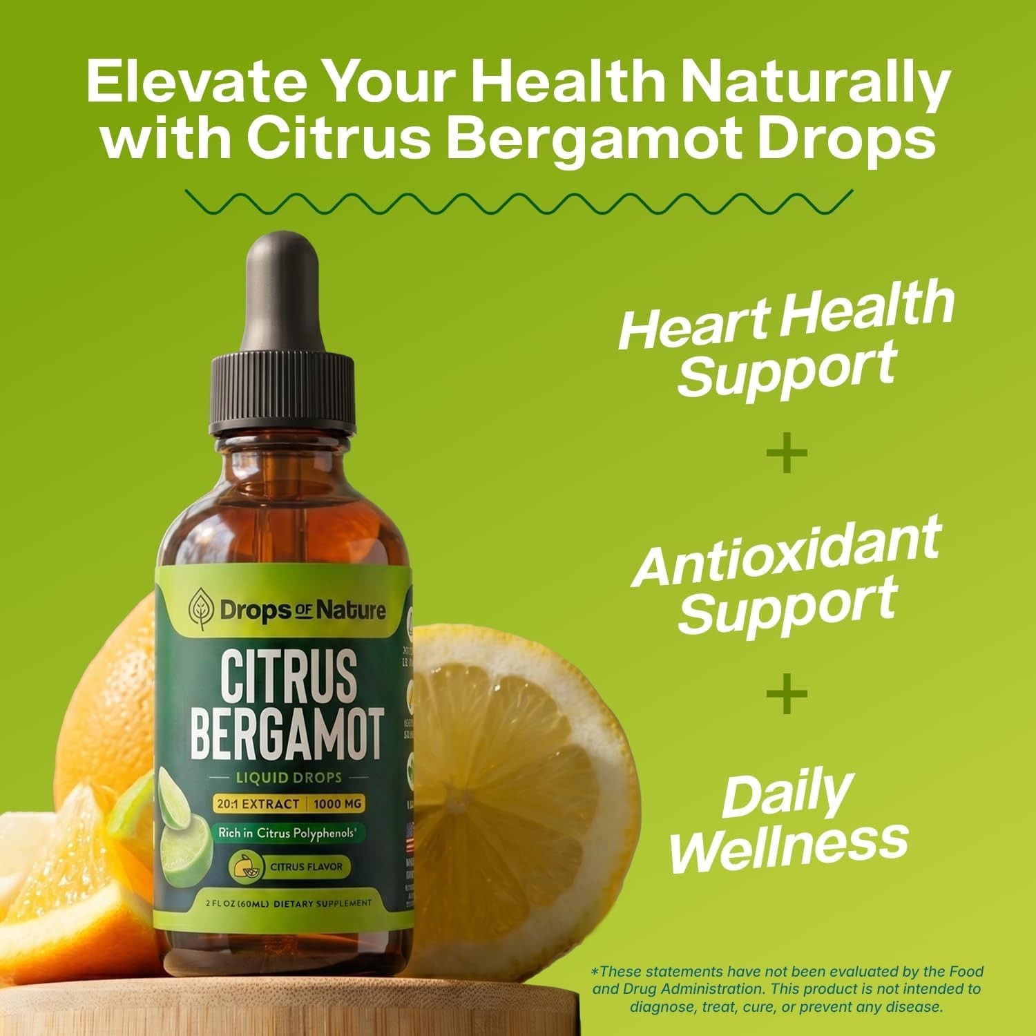 TWO Pack Citrus Bergamot Extract 20:1 Heart Health Antioxidant 2 fl oz each