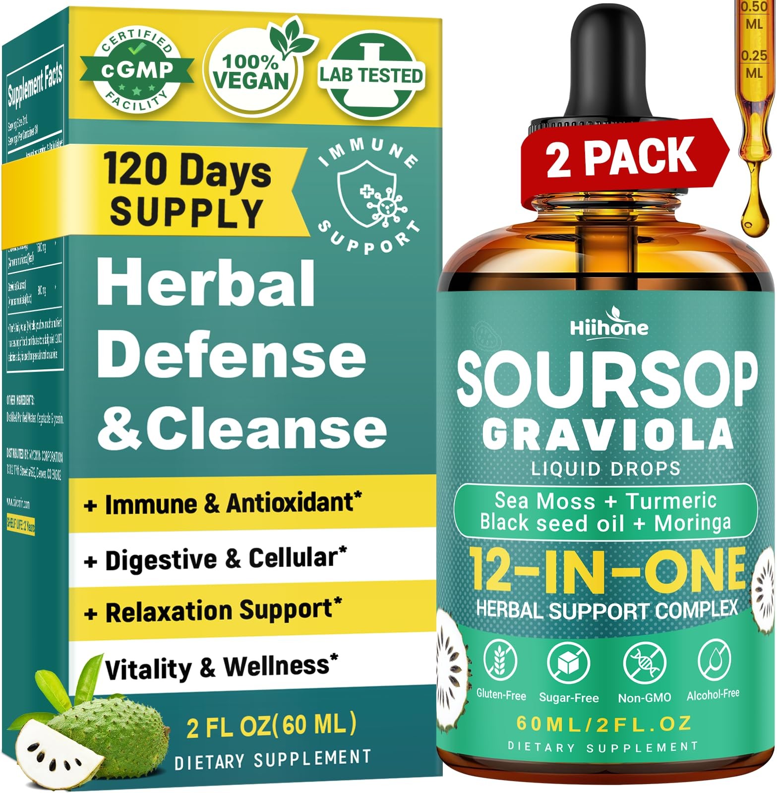 (2 Pack) 12-in-1 Soursop Bitters Liquid Drops 2 Fl Oz (Pack of 2)