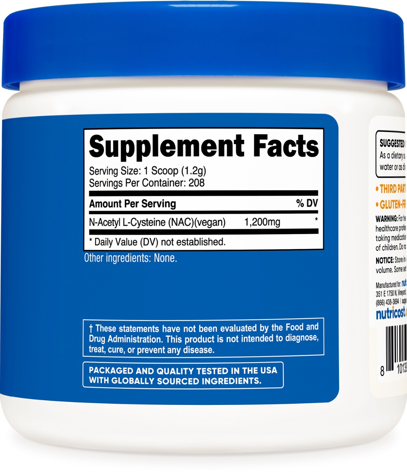 Nutricost N-Acetyl Cysteine (NAC) Powder 250 Grams – Vegan NAC