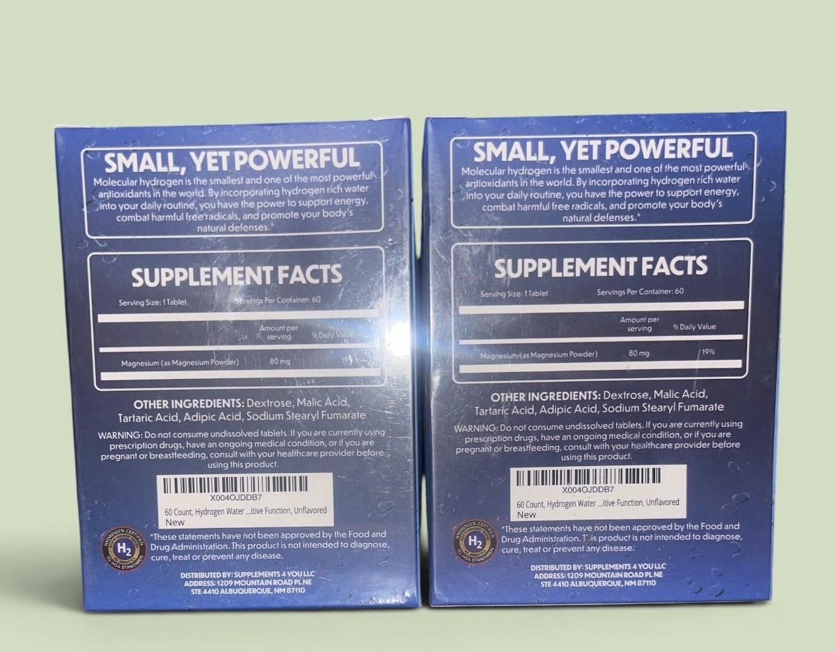 2 Boxes Molecular Hydrogen Tablets 80mg Magnesium 8PPM 60 Count Each Recovery