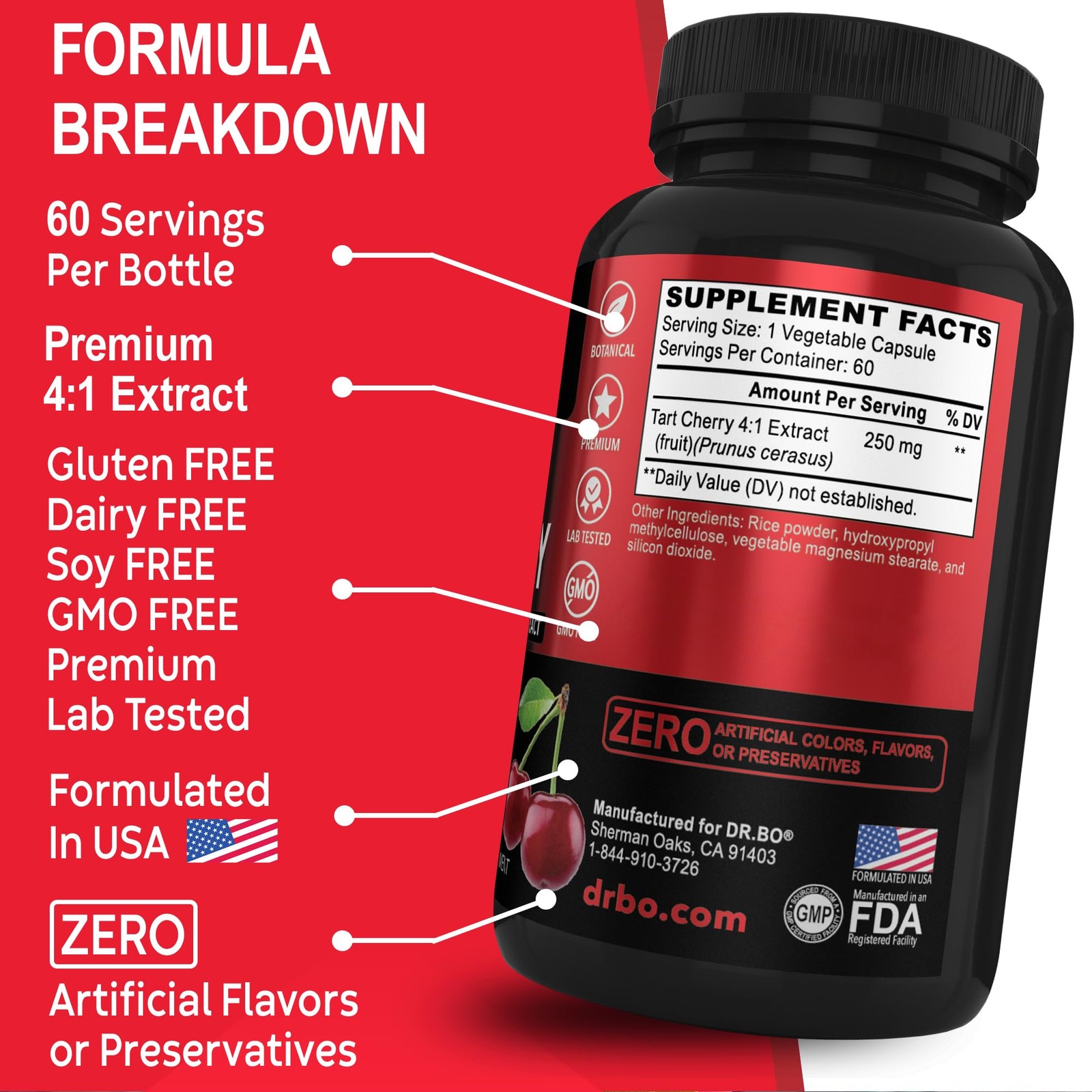 Tart Cherry Extract Capsules Supplement – Purge Uric 60 Count (Pack of 1)