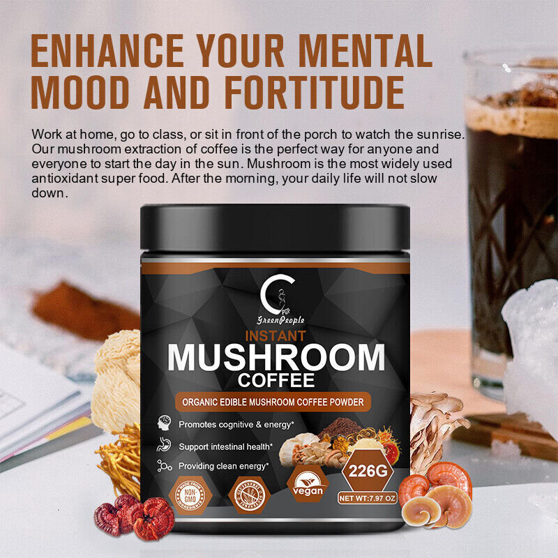 Organic Lion’s Mane Mushroom Coffee – Brain & Immune Support, Instant Powder