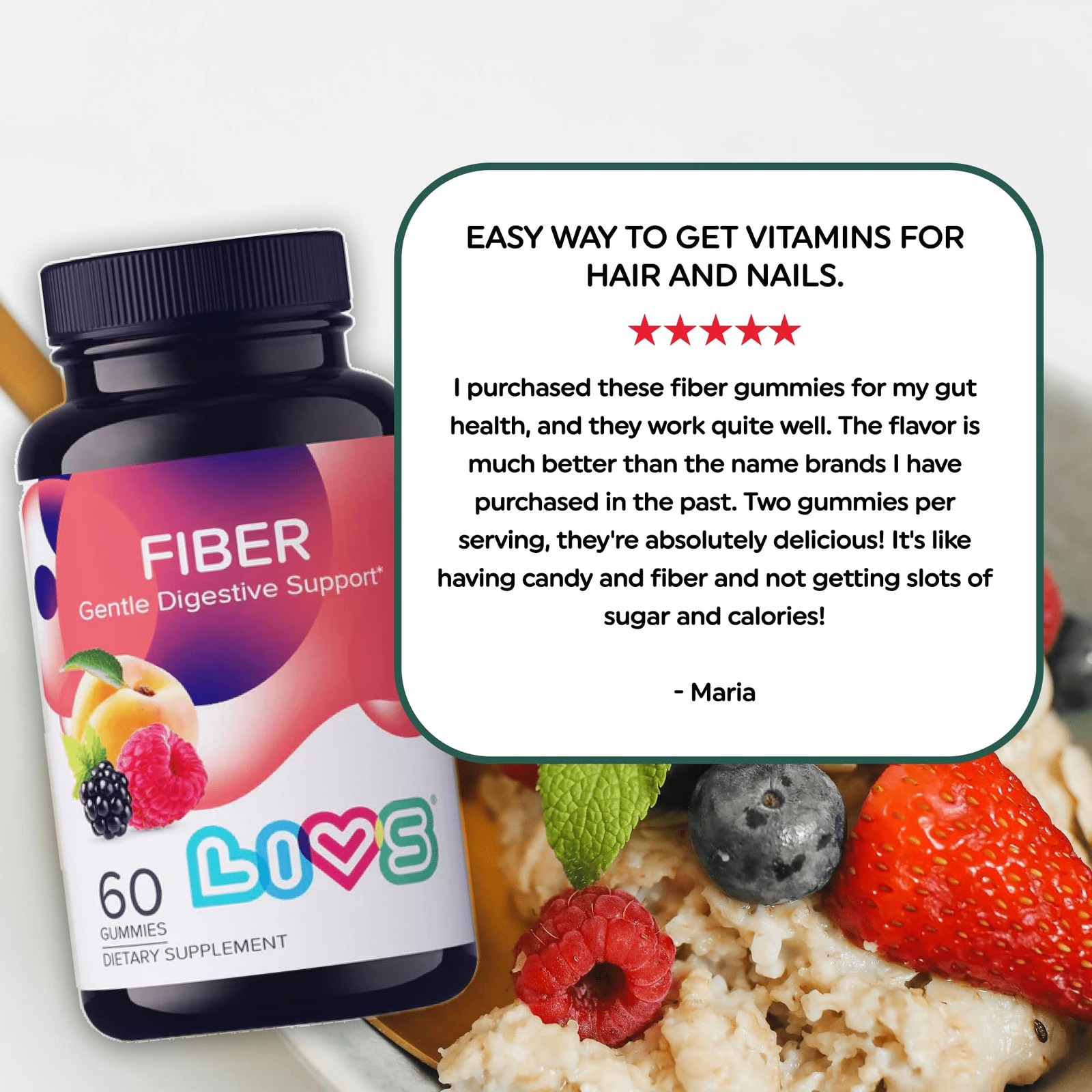 LIVS Fiber Gummies for Adults – Promote 60 Count (Pack of 1), Natural