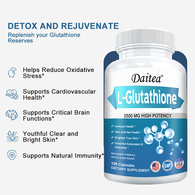 L-Glutathione 2500mg Capsules Detox Strong antioxidant Anti UV radiation