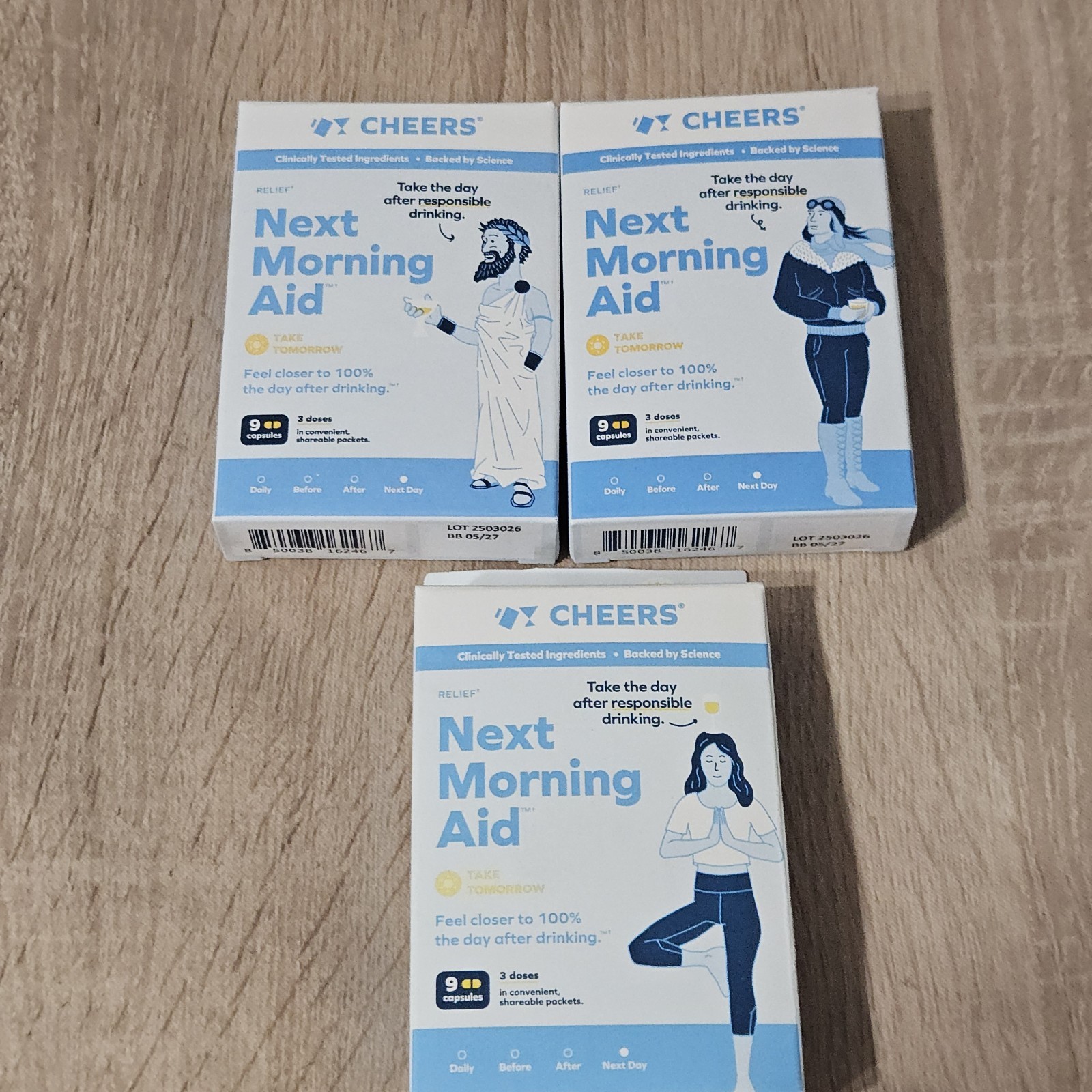 3pks Cheers Next Morning Aid ~ 9 Capsules Each ~ EXP 5/27 ~ FAST SHIPPING