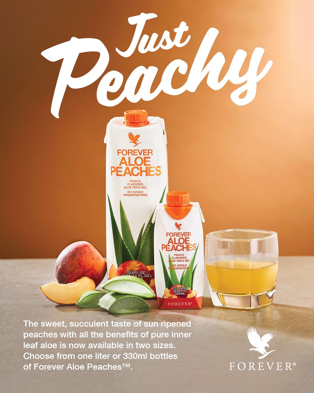 Forever Aloe Peaches Minis – 12 counts/0.33ml each. To GO size. KOSHER/HALAL