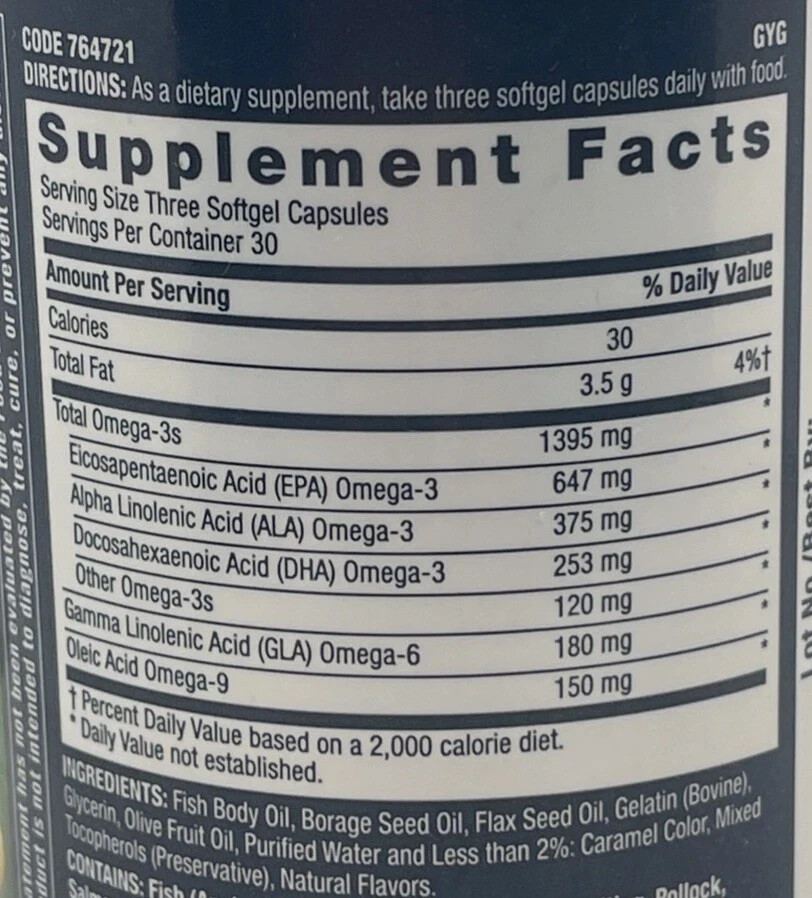GNC Triple Strength Omega Complex Lemon Flavor – 90 Softgels EXP: 12/26