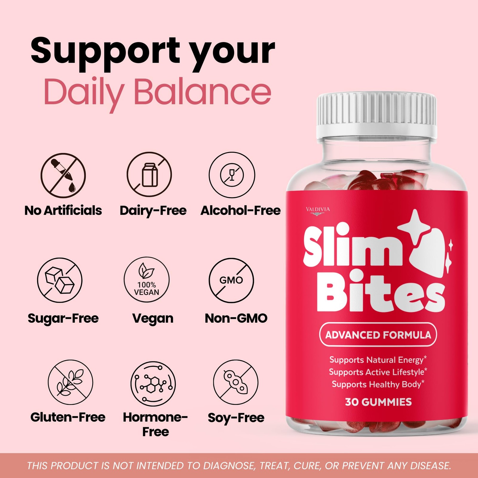 Valdivia SlimBites 150 Gummies 5 Pack Daily Wellness Supplement Made in USA