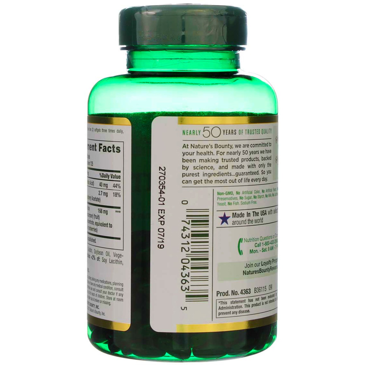 3 Pack Nature’s Bounty Herbal Health Cranberry Rapid Release Softgels with Vi…