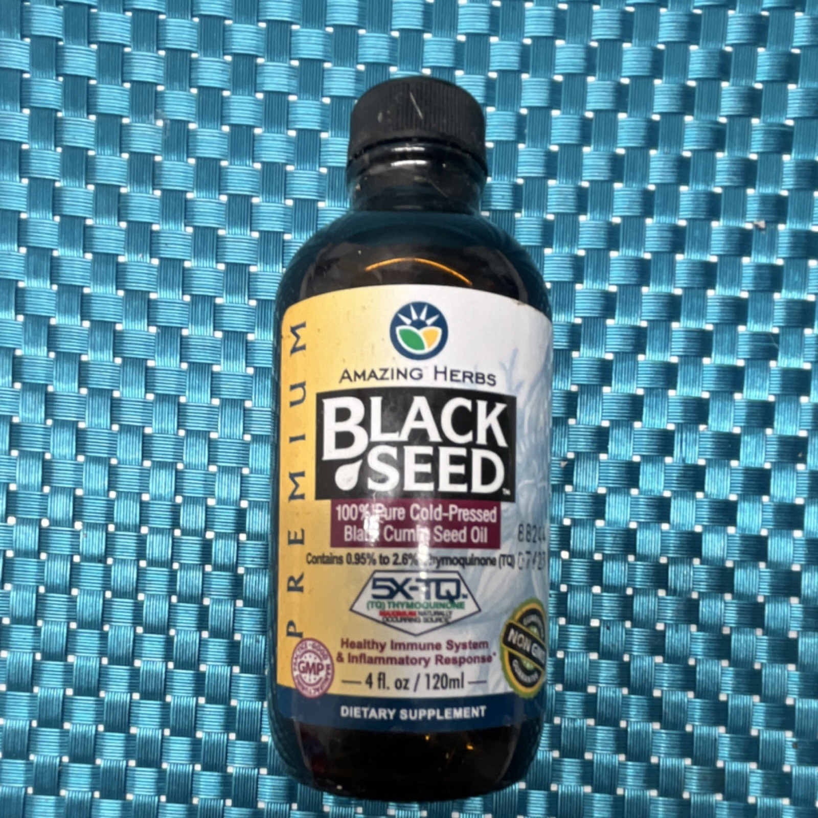 Amazing Herbs Black Seed Oil 100% Pure Cold-Pressed Non-GMO 4 fl. oz / 120 ml