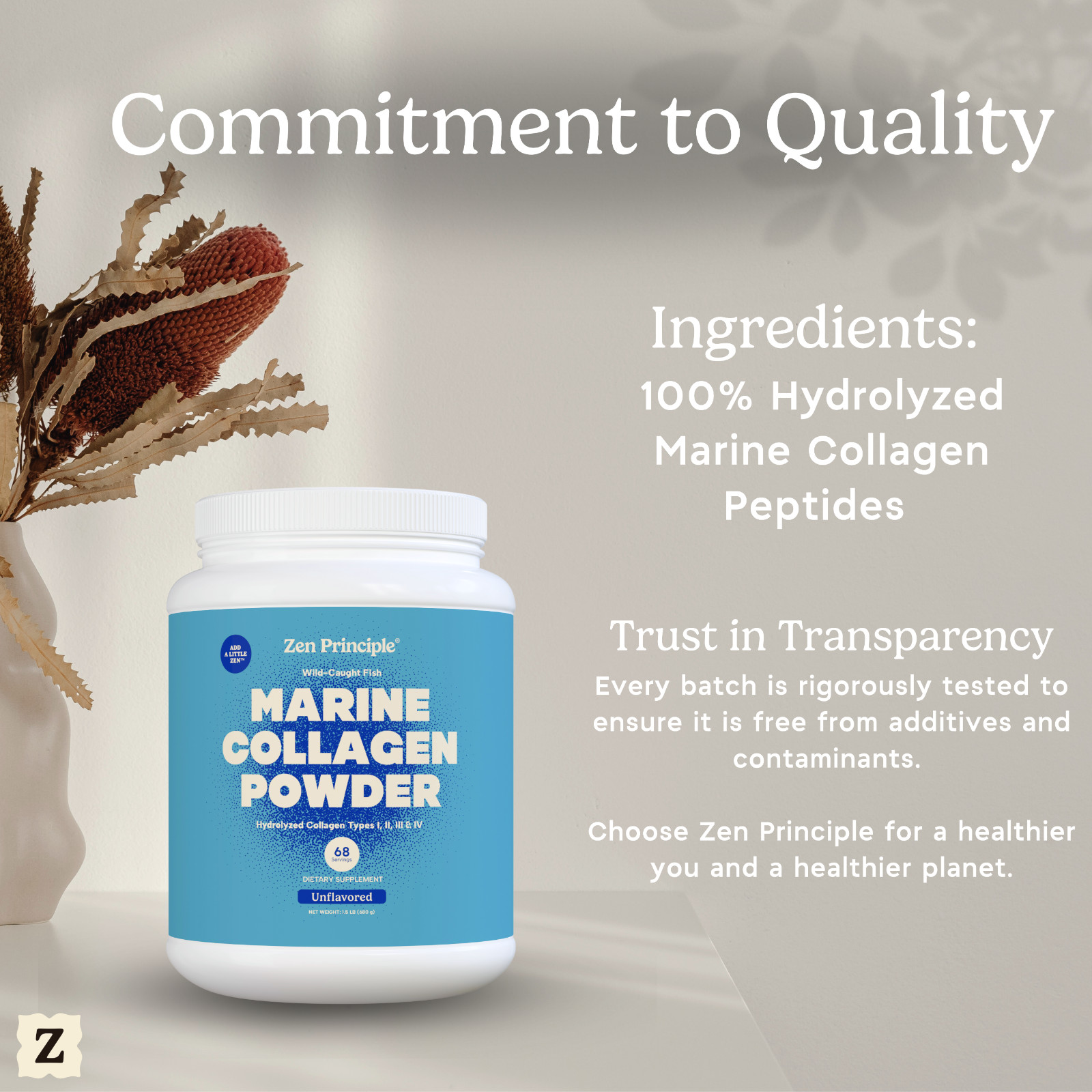 Marine Collagen Peptides Hydrolyzed. Wild-Caught Fish. All Natural 1.5 lb