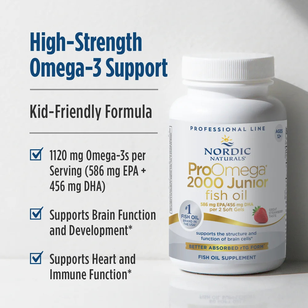 Nordic Naturals ProOmega 2000 Junior – Omega 3 Formula for Teenagers, 60 Ct