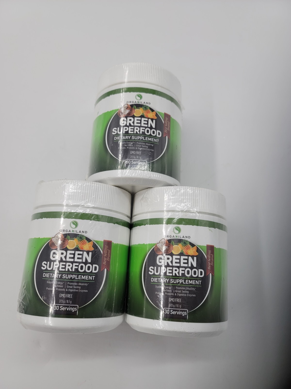 Three Organiland Green Superfood Dietary Supplement – 273 g / 9.1 g 30 servings