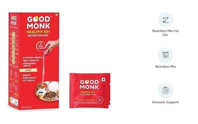 Good Monk Healthy 50+ Nutrition Mix For Seniors (Add To Food)- 15 Sachets