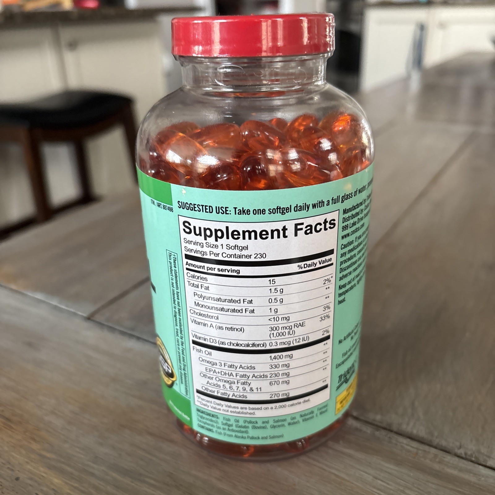 Kirkland Signature Wild Alaskan Fish Oil 1400 mg., 230 Softgels