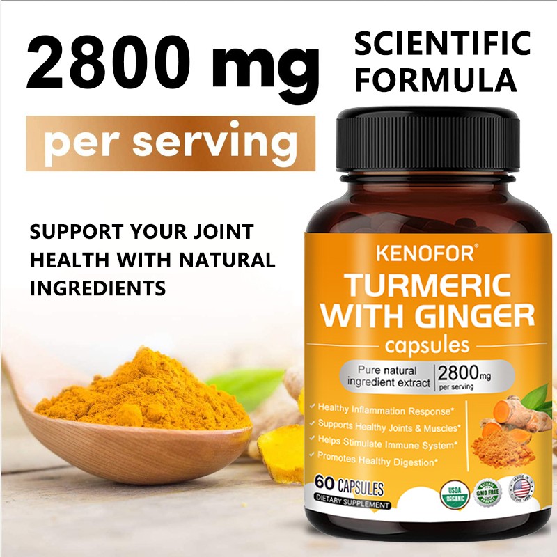 Turmeric With Ginger, Joint Health Digestion Support Gmo-Free 30/60/120 Capsules