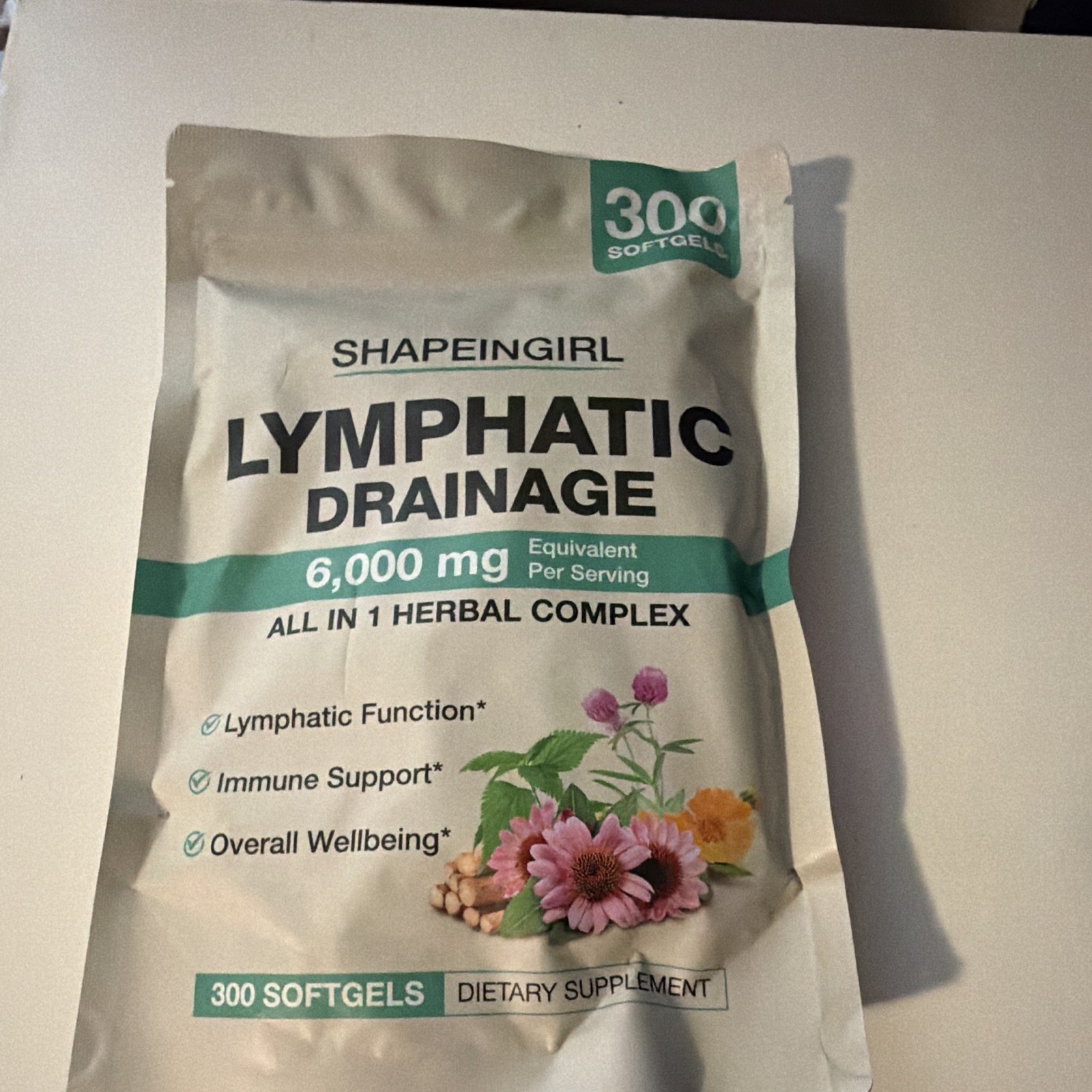 SHAPEINGIRL Lymphatic Drainage 6000mg Immune Support 300 Softgels