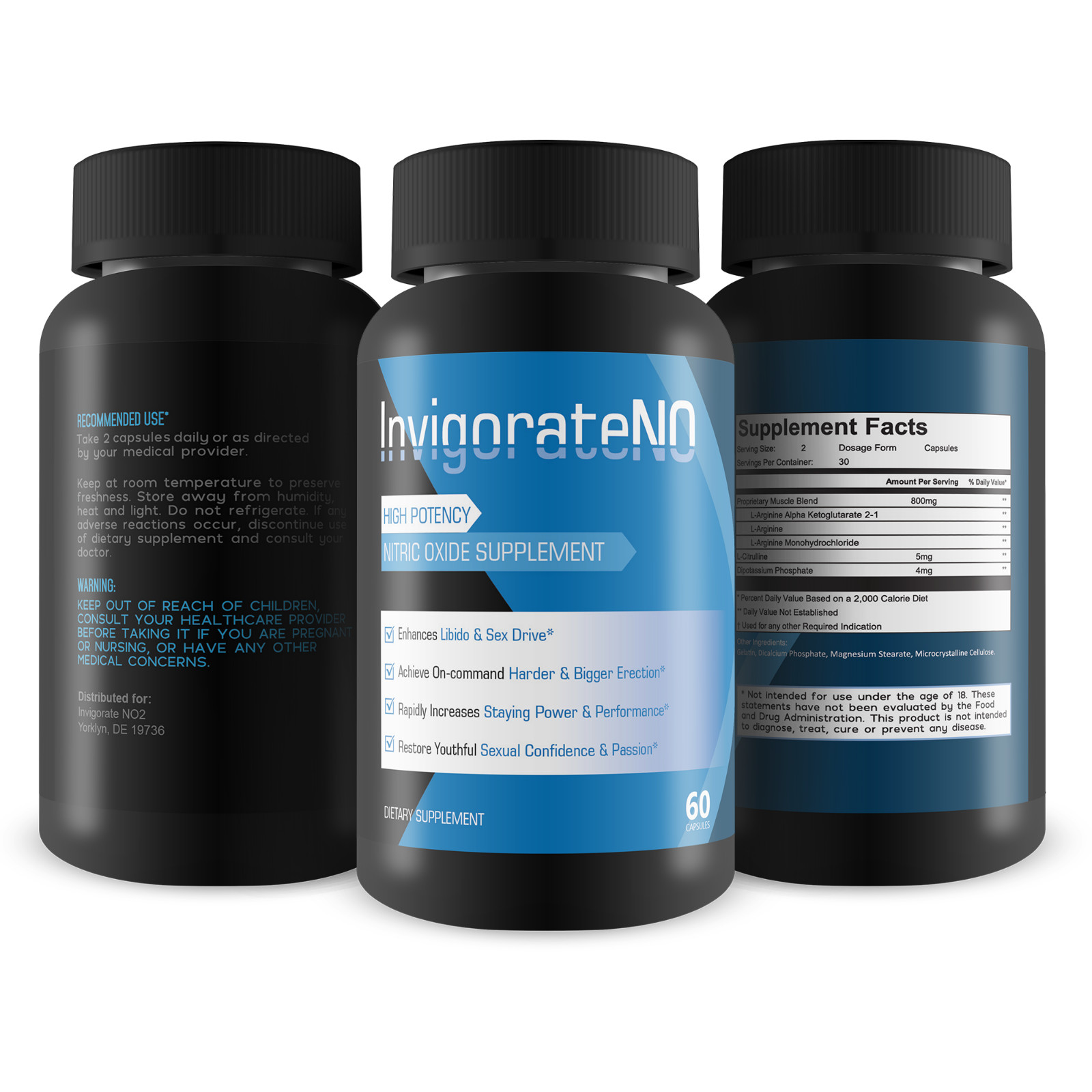 Invigorate N.O. – Powerful Nitric Oxide Booster – Increase Blood Flow, Endurance