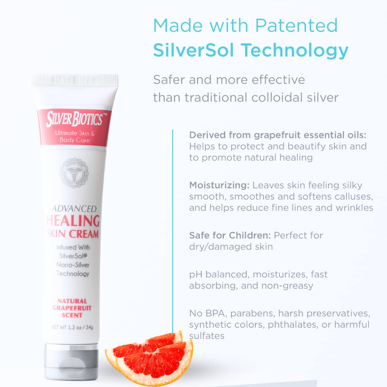 American Biotech Labs Silver Hand and Body Lotion Grapefruit 3.4 Oz