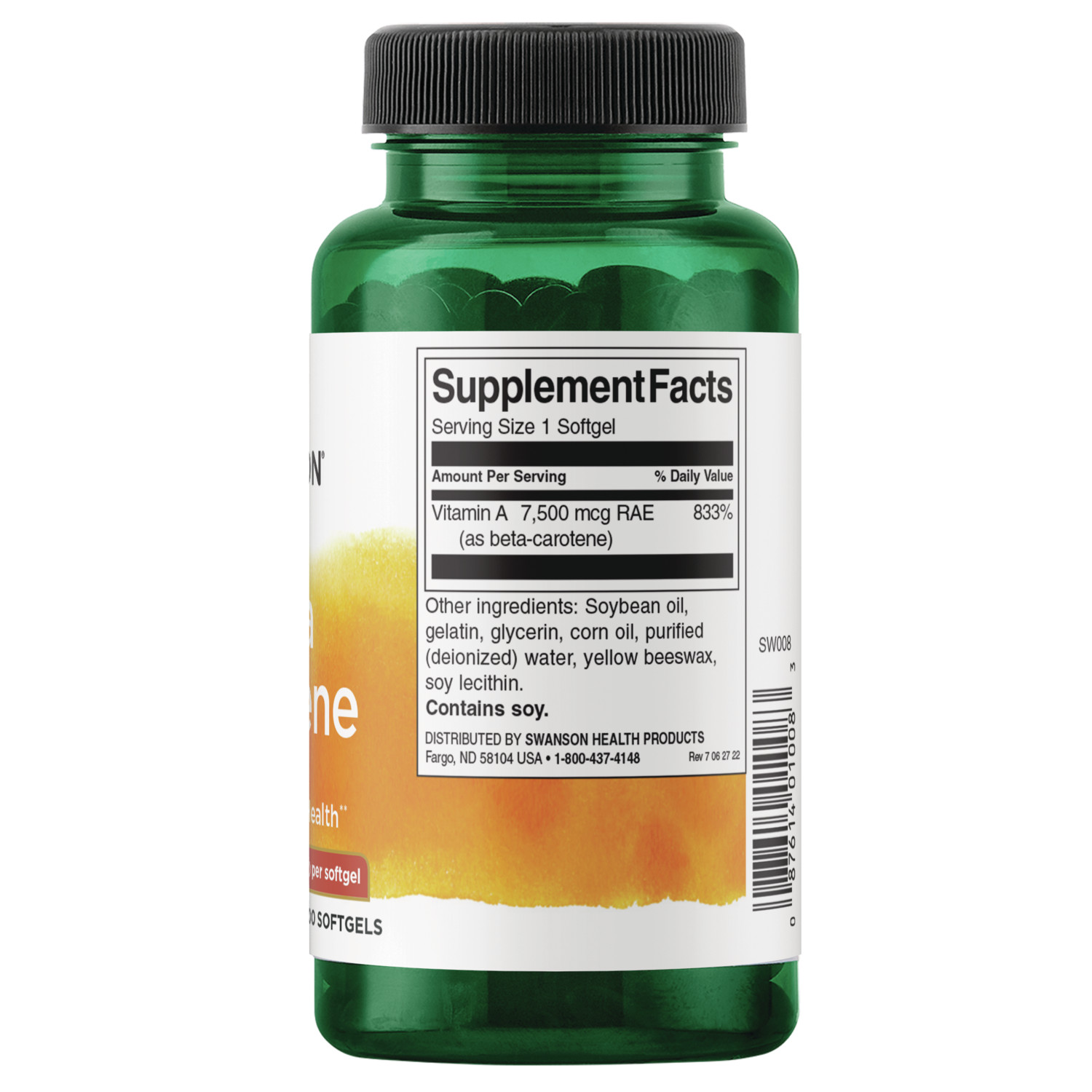 Swanson Beta-Carotene Softgels, 25,000 IU, 300 Count