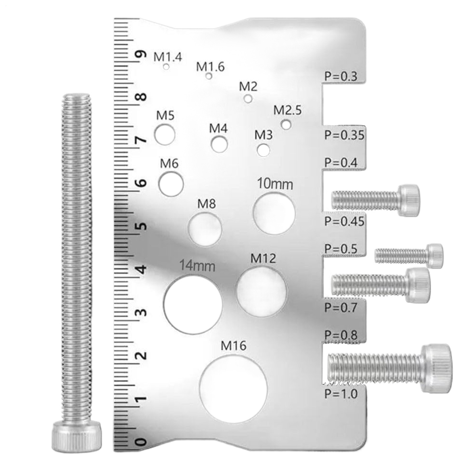 1pc Screw Bolt Nut Measuring Gauge Stainless Steel Diameter Thread Guage