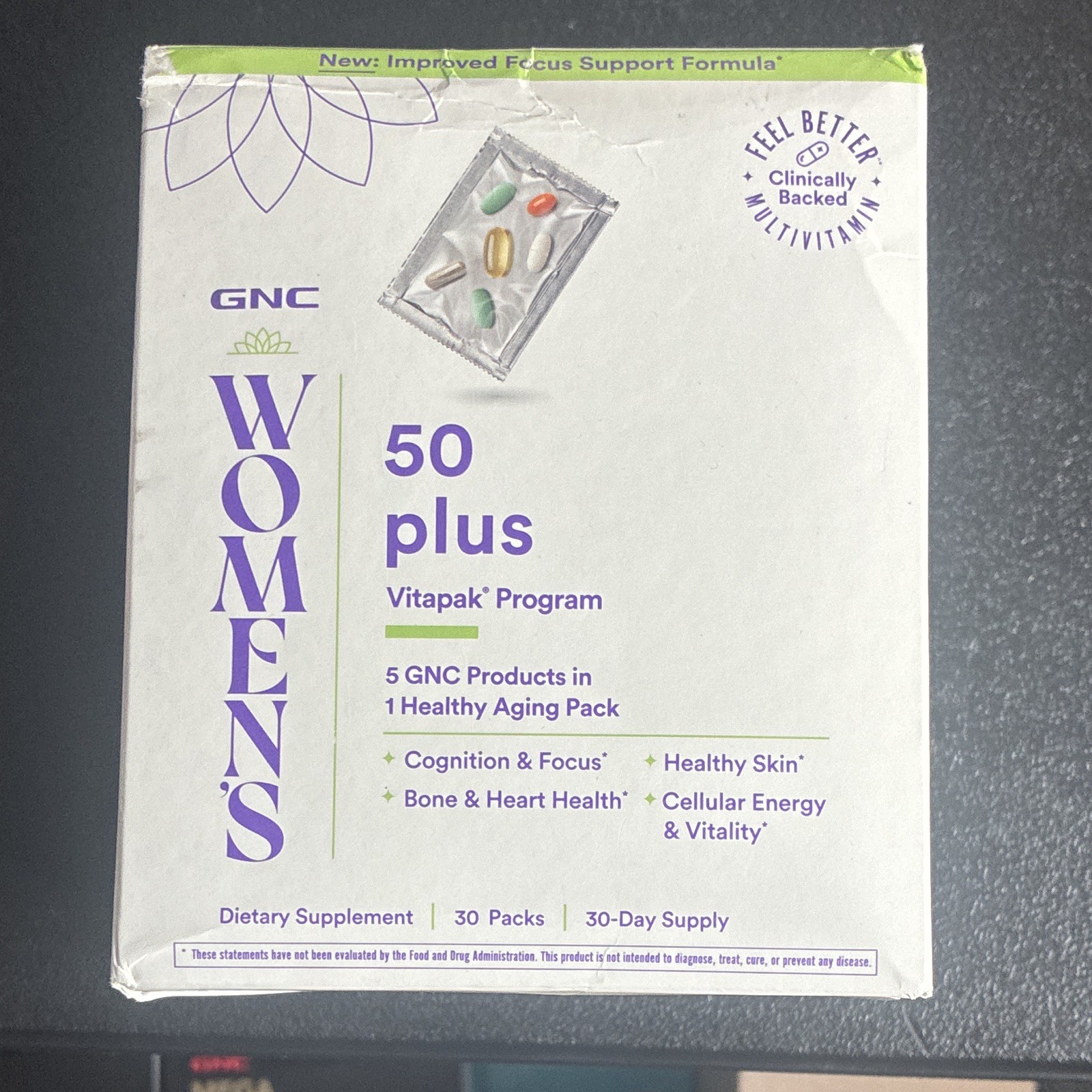 GNC Women’s Ultra Mega 50 Plus Vitapak Multivitamin 30 Pk Gluten Free ex 04/27