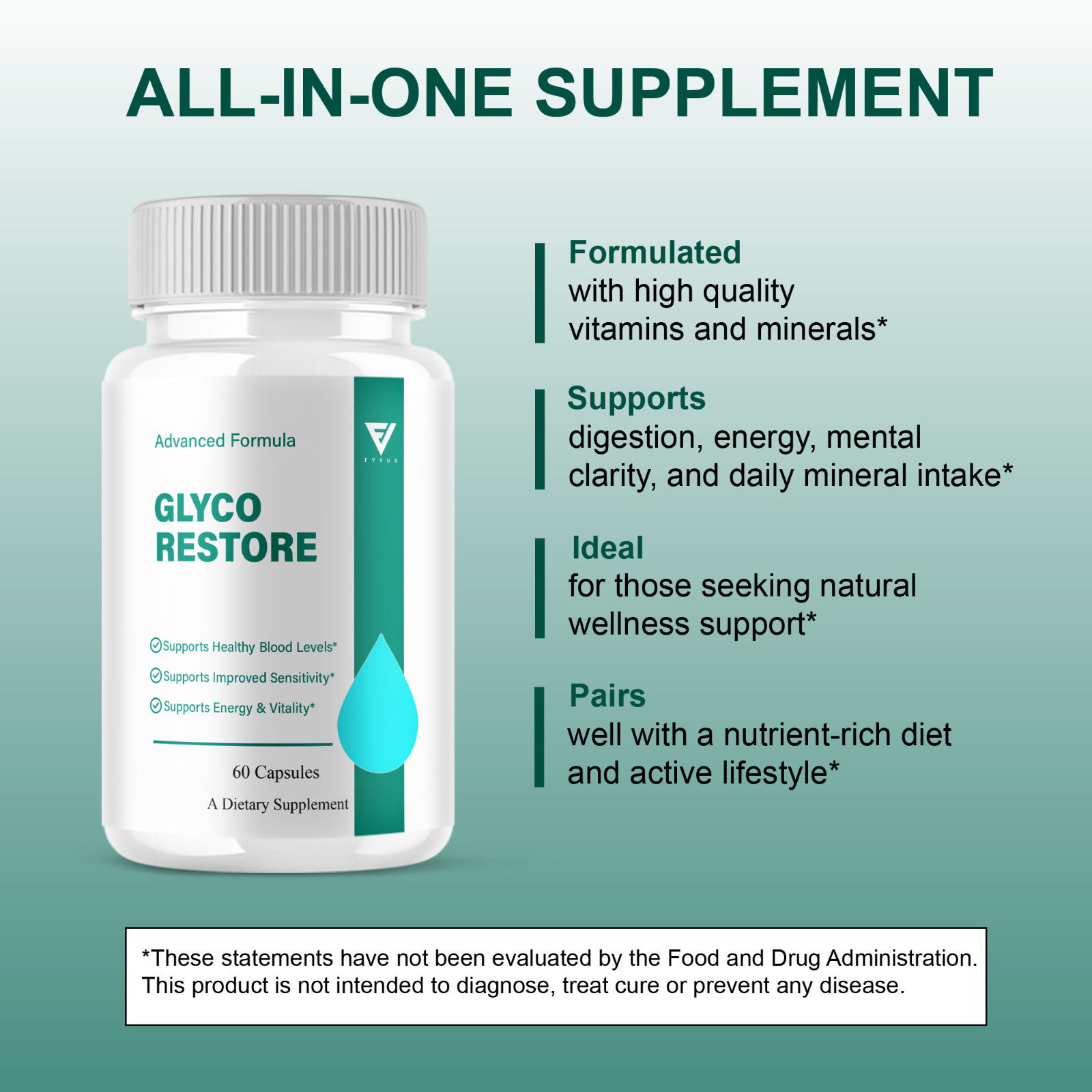 Glyco Restore Blood Support Supplement, GlycoRestore Pills (60 Capsules)