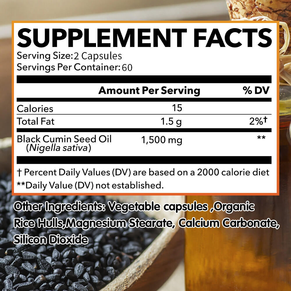 Black Seed Oil 1500mg – Antioxidant For Immune Support & Digestive Health